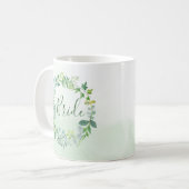 Waterverf groen krans bruid koffiemok (Voorkant links)