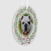 Waterverf groen krans gepersonaliseerde huisdier f ornament (voorkant)