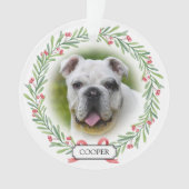 Waterverf groen krans gepersonaliseerde huisdier f ornament (voorkant)