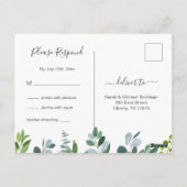 Waterverf groen krans RSVP Briefkaart (Achterkant)