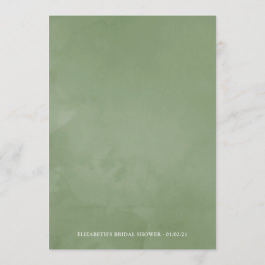 Waterverf groen kristal bruids advieskaart (Achterkant)