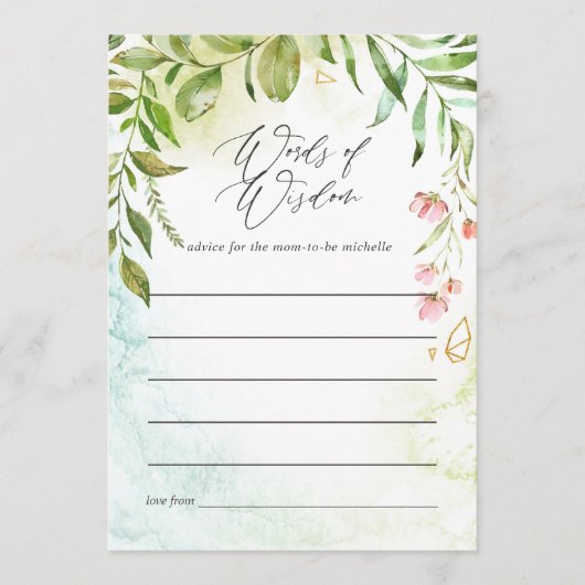 Waterverf groen kristal bruids advieskaart (Voorkant)