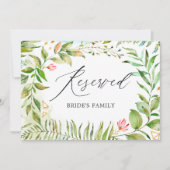 Waterverf groen kristal bruiloft gereserveerd teke kaart (Voorkant)
