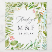 Waterverf groen kristal bruiloft wijn etiket (Enkel label)