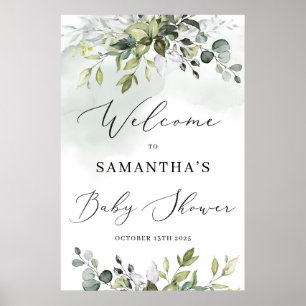Waterverf groen laat baby shower poster
