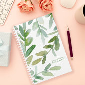 Waterverf groen laat botanisch gepersonaliseerd planner
