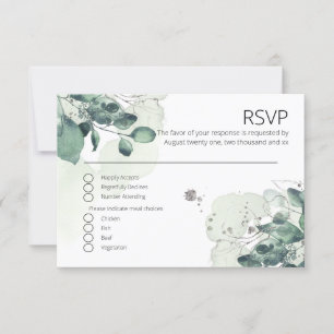 Waterverf Groen laat botanische bruiloft RSVP verl Kaartje