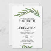 Waterverf groen laat bruiloft uitnodiging Kaart (Voorkant)
