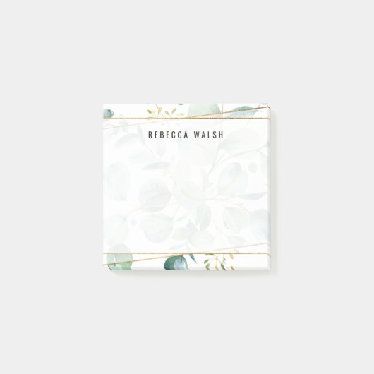 Waterverf groen laat faux gouden strepen post-it® notes (Voorkant)