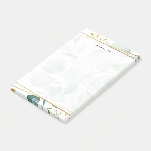 Waterverf groen laat gouden strepen achter post-it® notes (Schuin)