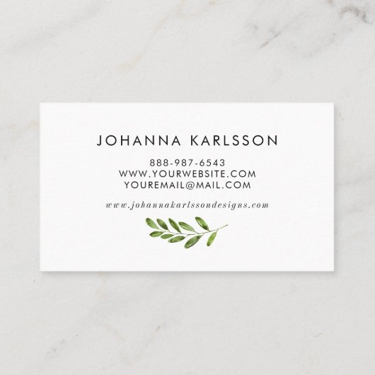 Waterverf Groen laat Lijst Moderne Visitekaartje (Achterkant)