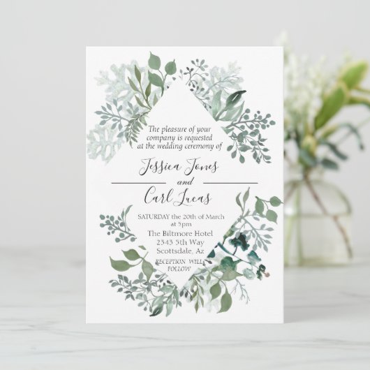 Waterverf groen laat meetkundig Lijst modern Kaart (Staand voorkant)