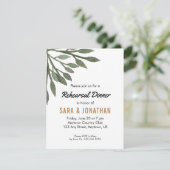 Waterverf Groen laat repetitie Dinner Kaart (Staand voorkant)