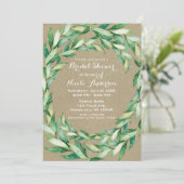 Waterverf Groen laat Rustic Kraft Vrijgezellenfees Kaart (Staand voorkant)