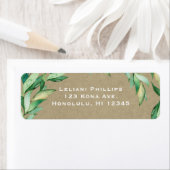 Waterverf Groen laat Rustic Kraft Wedding Etiket (Insitu)