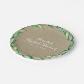 Waterverf Groen laat Rustic Kraft Wedding Papieren Bordje (Gekanteld)