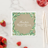 Waterverf Groen laat Rustic Kraft Wedding Servetten (Insitu)