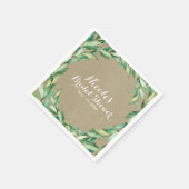 Waterverf Groen laat Rustic Kraft Wedding Servetten (Hoek)