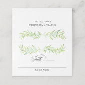 Waterverf groen laurier krans bruiloft plaatskaartje (Buitenkant ongevouwen)