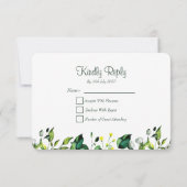 Waterverf groen leder en gele ventilator | Weddens RSVP Kaartje (Achterkant)