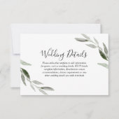 Waterverf Groen leder Moderne bruiloft Details RSVP Kaartje (Voorkant)