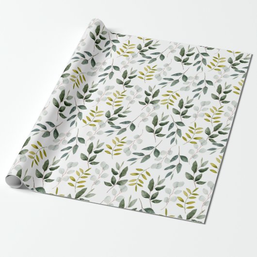 Waterverf groen lederen patroon cadeaupapier (Uitgerold)