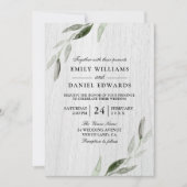 Waterverf Groen lef Witte Rustic Wedding Invite Kaart (Voorkant)