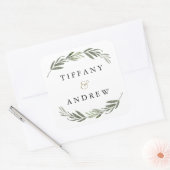 Waterverf Groen Leiding Modern Wedding Vierkante Sticker (Envelop)