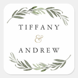 Waterverf Groen Leiding Modern Wedding Vierkante Sticker