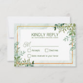 Waterverf groen loof bladeren bruiloft RSVP (Voorkant)
