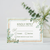 Waterverf groen loof bladeren bruiloft RSVP (Staand voorkant)