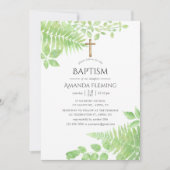Waterverf groen loof doop of doop kaart (Voorkant)