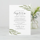 Waterverf groen loof. Floral script baptisme Kaart (Staand voorkant)