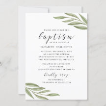 Waterverf groen loof. Floral script baptisme