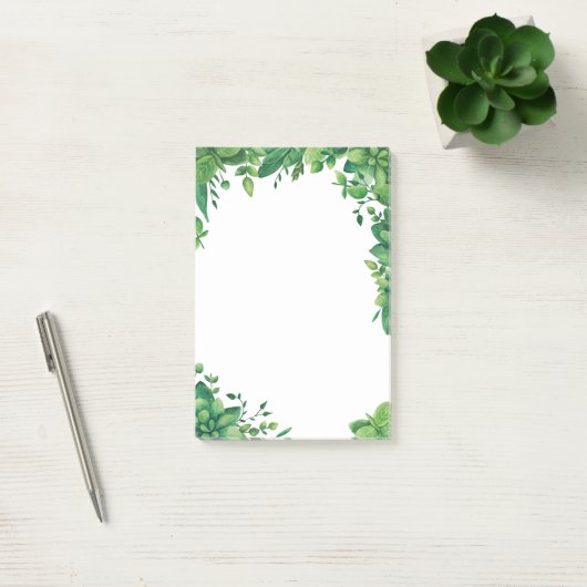 Waterverf groen loof. Groene botanische Post-it® Notes (Kantoor)