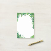 Waterverf groen loof. Groene botanische Post-it® Notes (Op bureau)