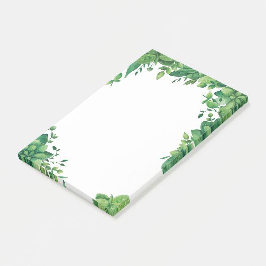 Waterverf groen loof. Groene botanische Post-it® Notes (Schuin)