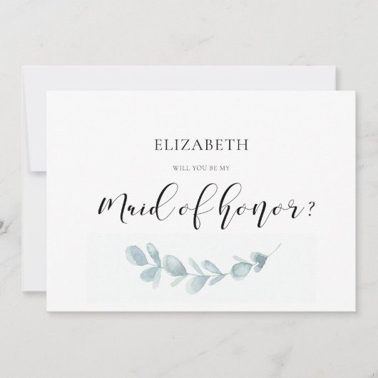 Waterverf groen Maid of eer voorstel kaart (Voorkant)