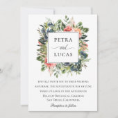 Waterverf groen marine koraal bloemenbruiloft kaart (Voorkant)