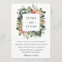 Waterverf groen marine koraal bloemenbruiloft