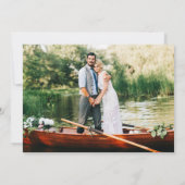 Waterverf Groen Marmer Goud Foto Bruiloft Kaart (Achterkant)