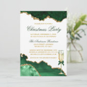 Waterverf Groen Marmer Goud Kerstfeest Kaart (Staand voorkant)