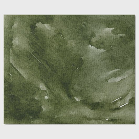 Waterverf Groen Modern Kerstpatroon Cadeaupapier (Vlak)