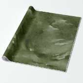 Waterverf Groen Modern Kerstpatroon Cadeaupapier (Uitgerold)