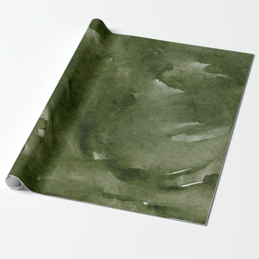 Waterverf Groen Modern Kerstpatroon Cadeaupapier (Uitgerold)