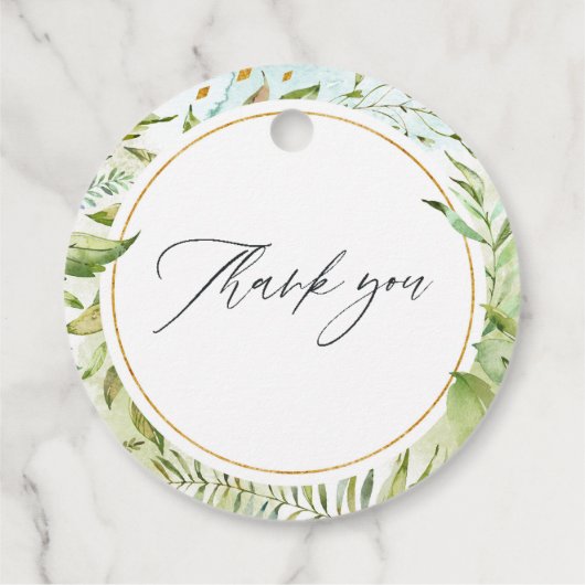 Waterverf groen monogram bruiloft bedankjes labels (Achterkant)