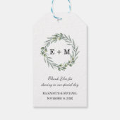 Waterverf groen monogram bruiloft gunst cadeaulabel (Achterkant)