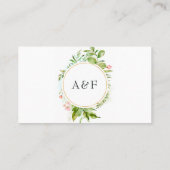 Waterverf groen monogram bruiloft plaatskaartje (Achterkant)