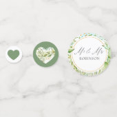 Waterverf groen monogram foto bruiloft confetti (Achterkanten)