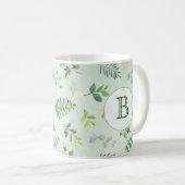 Waterverf groen monogram koffiemok (Voorkant rechts)
